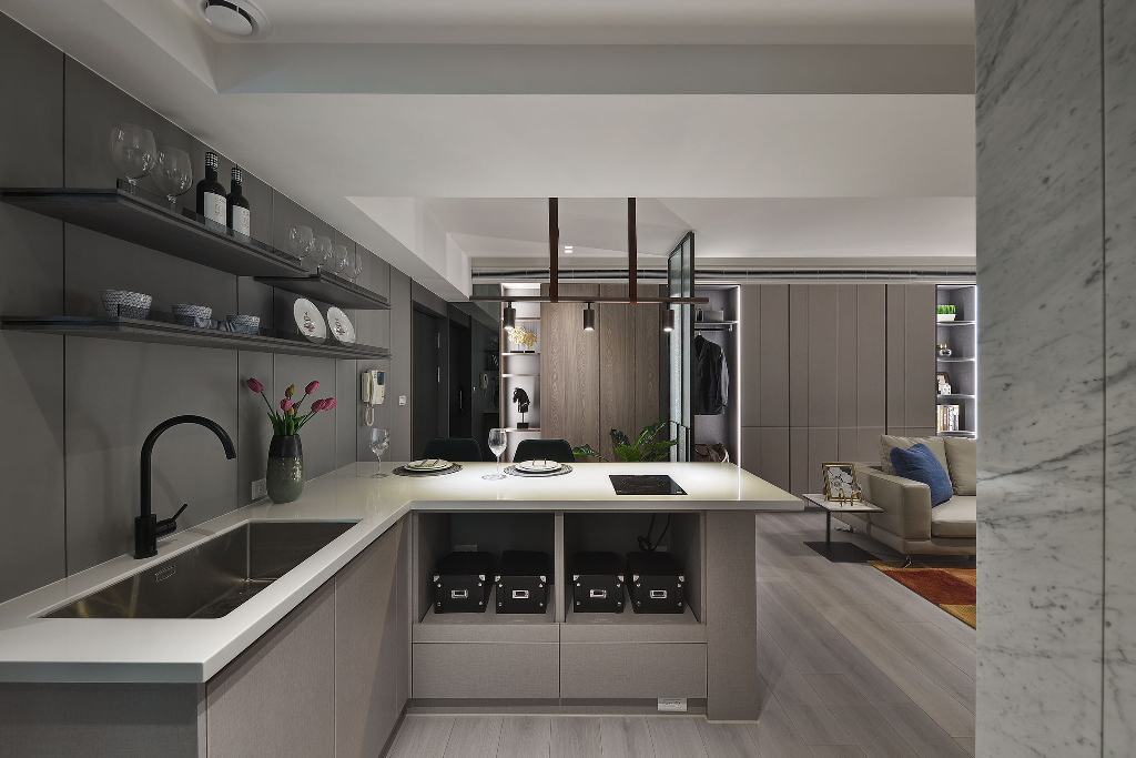 廚房設計｜Ｌ型的料理空間，為每道料理增添風味｜拓穎室內設計